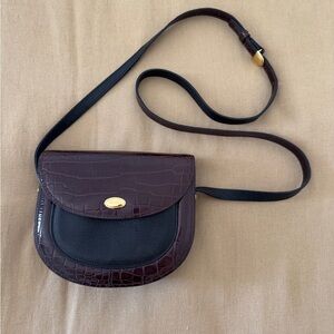 Vintage 90s Bally Croc-Embossed Leather Crossbody Saddle Bag